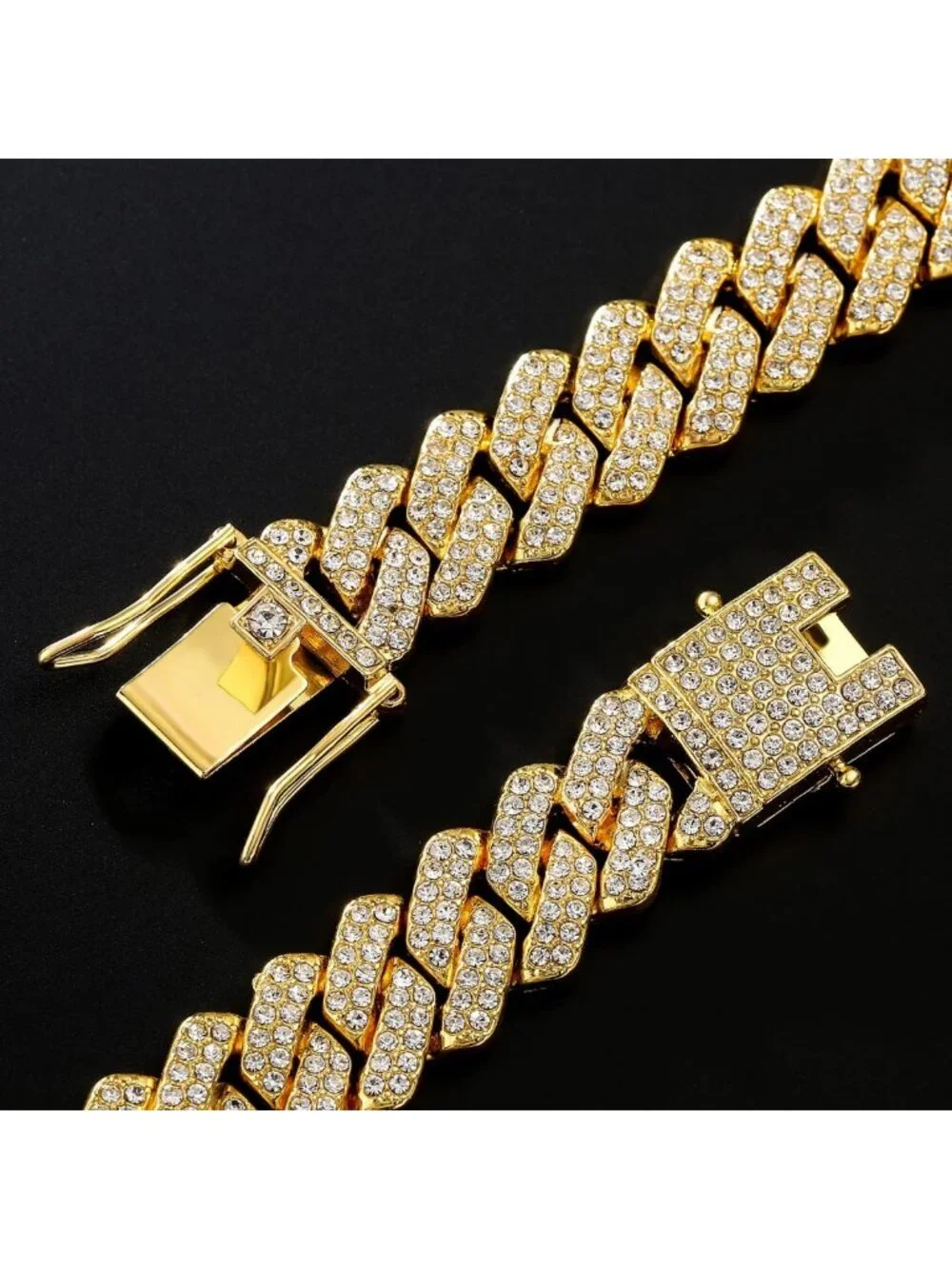 Iced Out Cuban Link Chain Necklace for Men & Women - Silver/Gold Hip Hop Bling